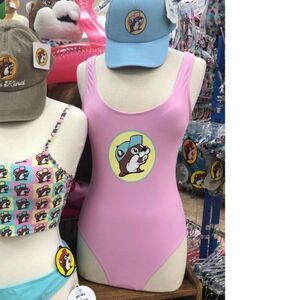 Buc-ee’s Iconic Beaver Logo One-Piece Swimsuit - Pink - Size XXL - Cult Favorite